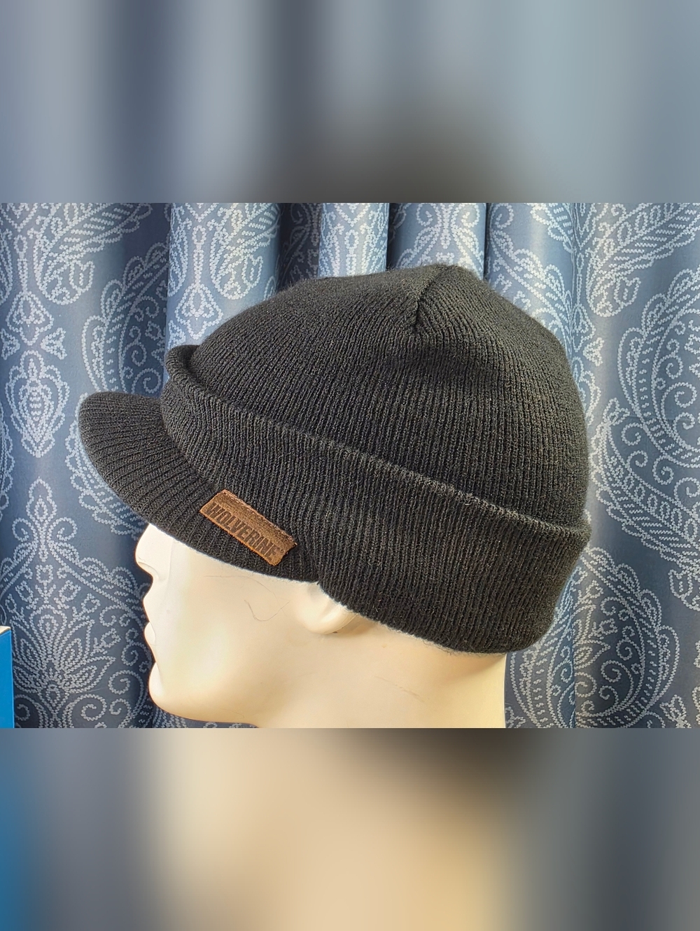 Wolverine Boots and Gear Black Knit Visor Beanie Hat – One Size
